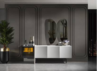 Group Sideboard Mirror Chest of drawers Wood Modern Dining room White Design new